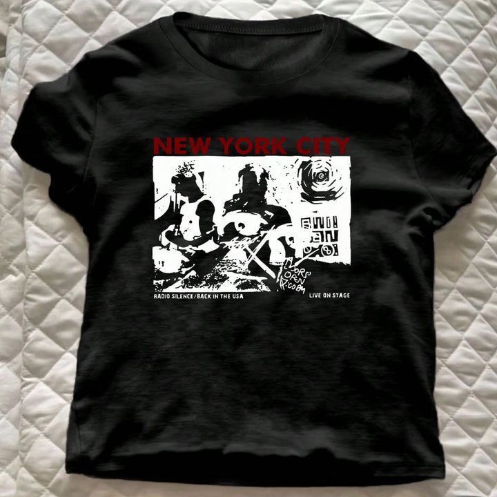 Dame grafik T-shirt med kreativt New York City motiv Skovae