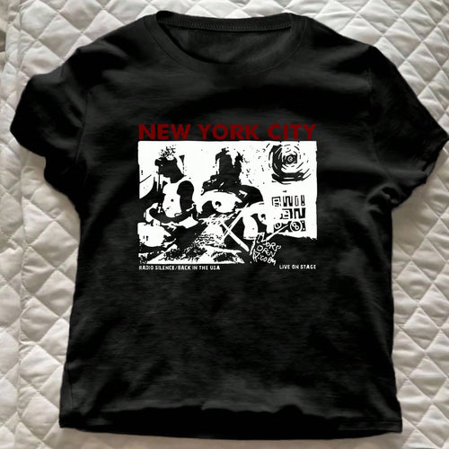 Dame grafik T-shirt med kreativt New York City motiv Skovae