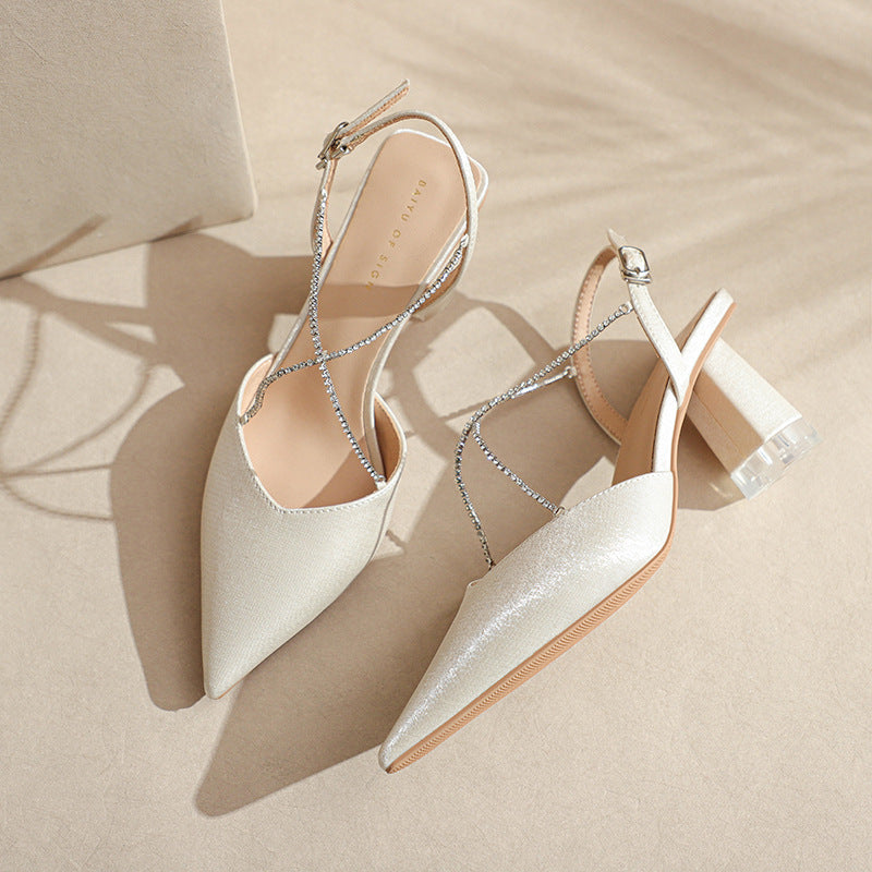 Damer elegante spidse Slingback-hæle med strassaccent Stilla