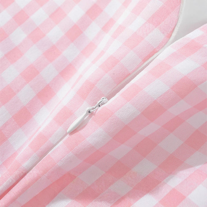 Femme Kortærmet Tartan Mini Kjole med Bindebånd foran Stilla