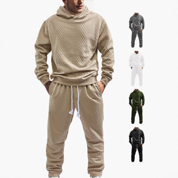 Herre sporty fritidssæt med struktureret design og hævet hætte Stilla