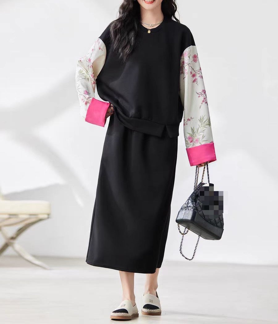 Dame Sweatkjole med floral langærmet design og komfortabel pasform Stilla
