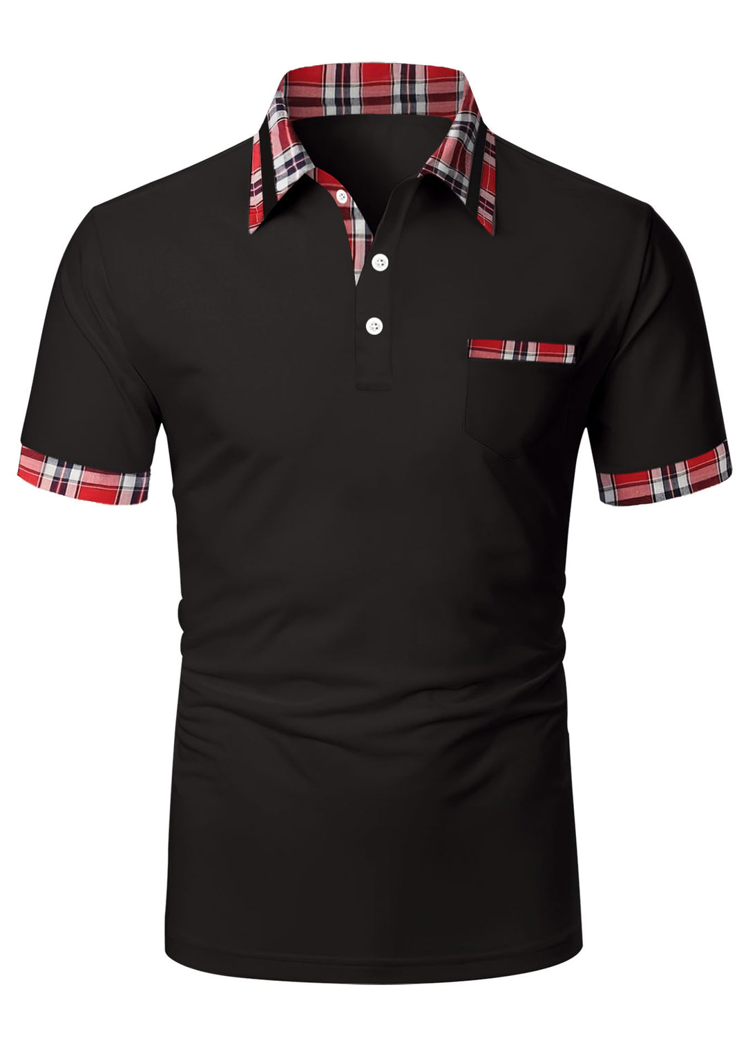 Herrer Poloshirt med moderne ternet detalje og praktisk brystlomme Stilla