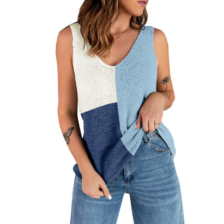 Kvinder Farveblok Strik Tanktop Stilla