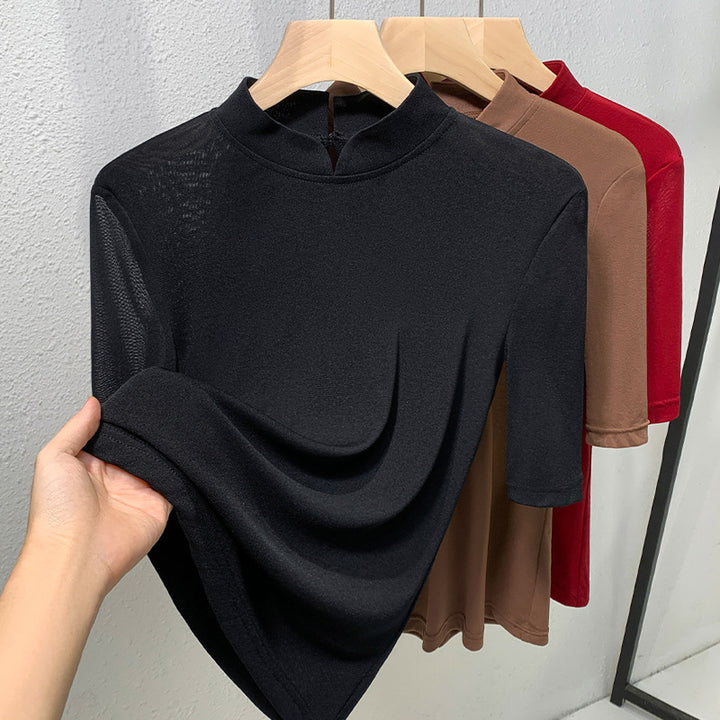 Dame Turtleneck-Shirt lavet af blødt stretchmateriale med figursyet snit Stilla