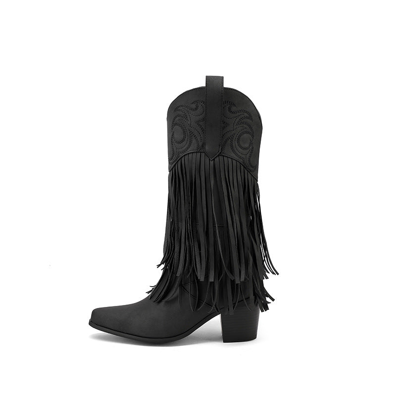 Femme Udsmykket Frynser Western Cowboy Støvler Stilla