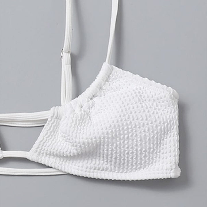 Dame triangel-bikini med innovativt snit og moderne bindebånd Skovae