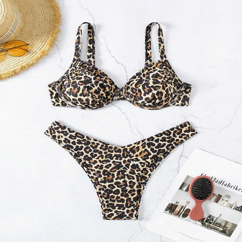 Dame Push-Up Bikini med dyre-mønster Skovae