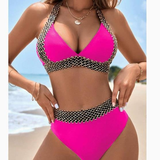 Dame Elegante Højt skåret Trekant-Bikini-Sæt Stilla