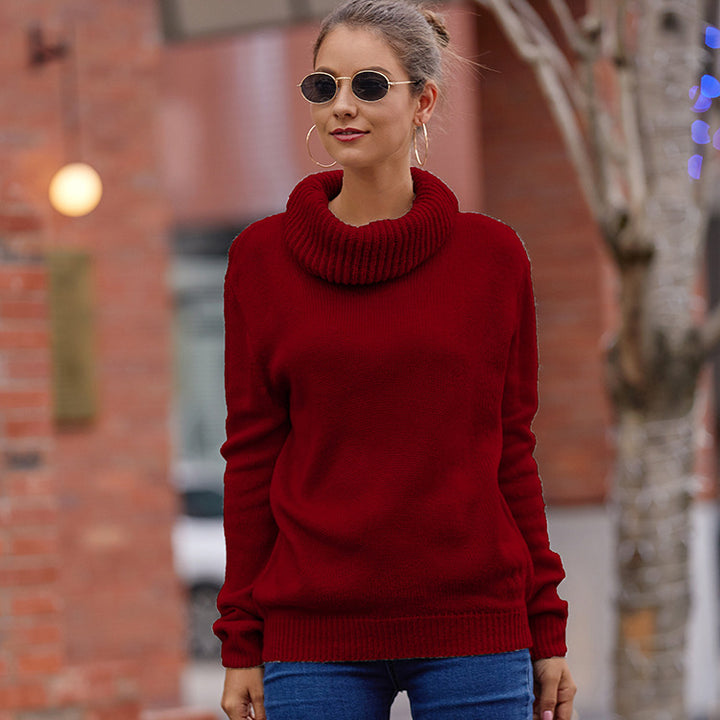 Dame strikpullover med bred turtleneck og løs pasform Stilla