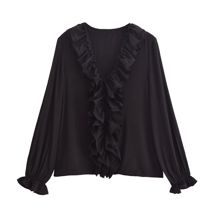 Femme Rüsch V-udskæring Bluse Stilla