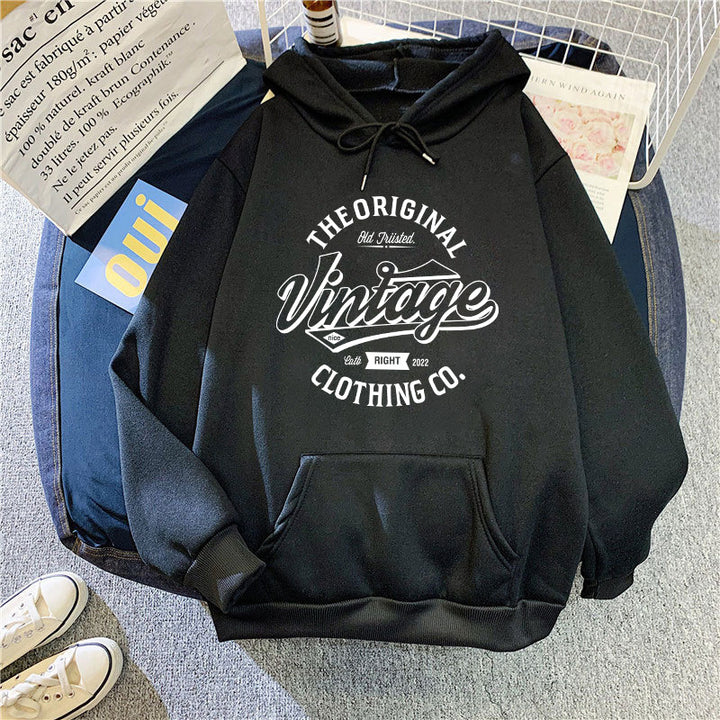 Dame hoodie med vintage grafik Skovae