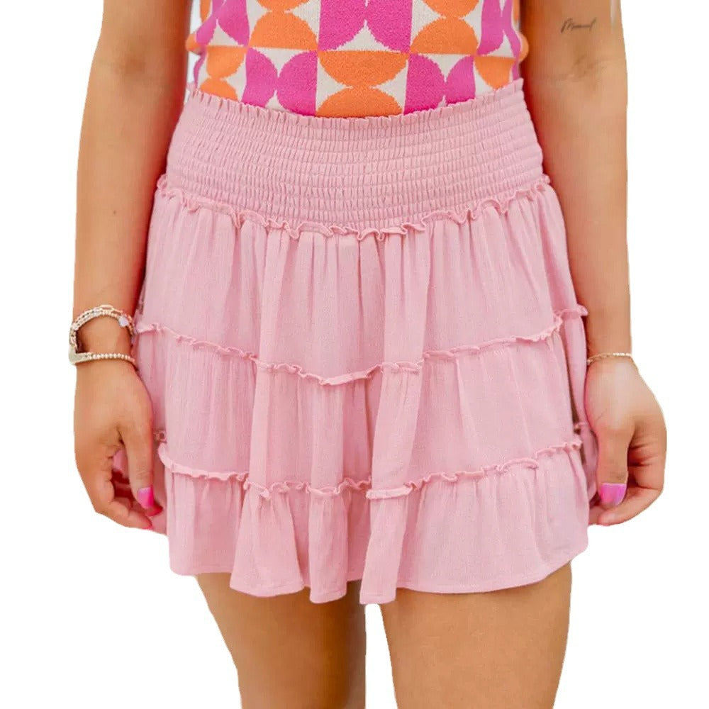 Damer Ruffle shorts med elastisk linning og flerlags flæse Stilla
