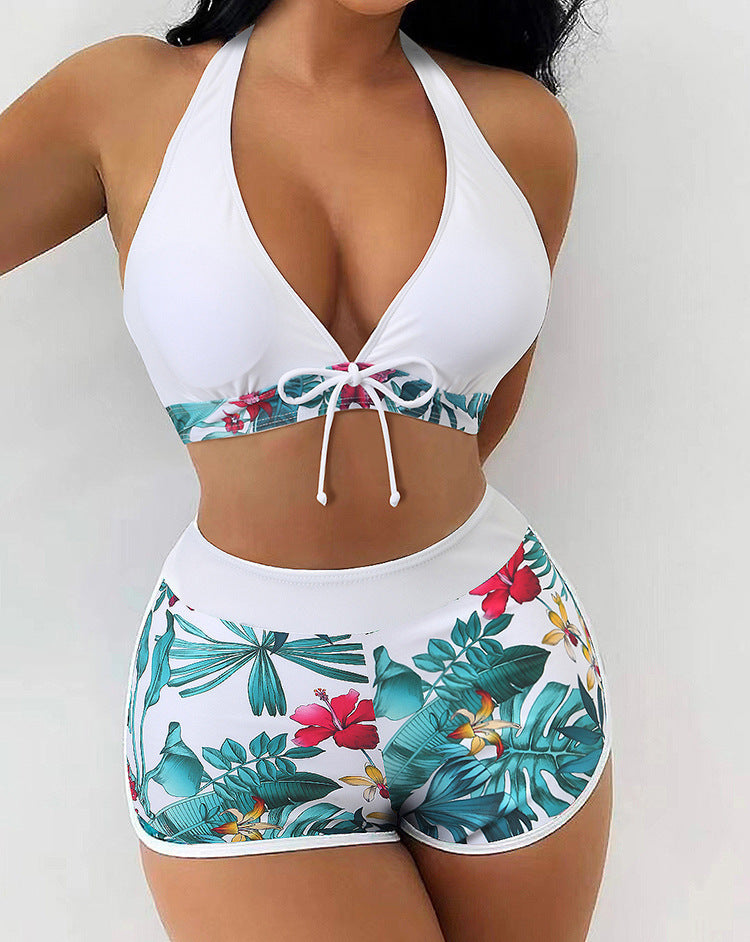 Dame bikini sæt med moderne halterneck-design og sporty high-waist-snit Skovae