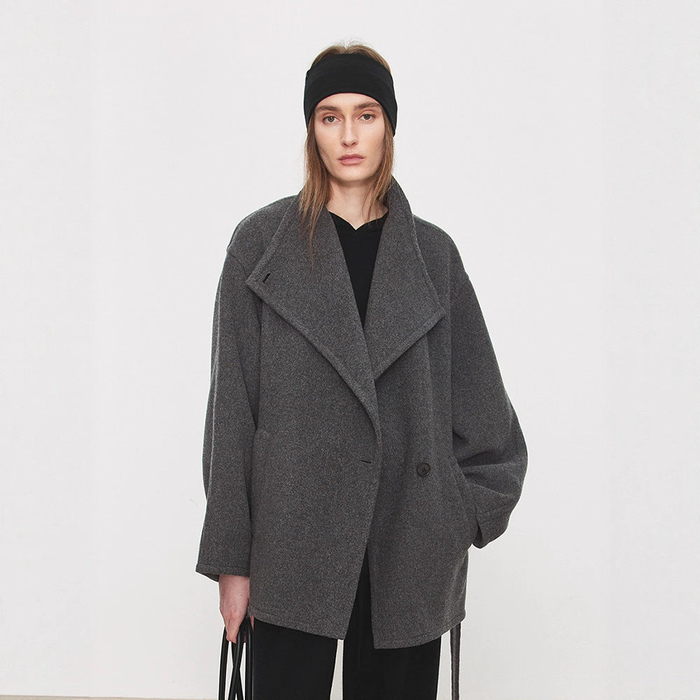 Damer elegant oversized frakke med bindebånd Stilla