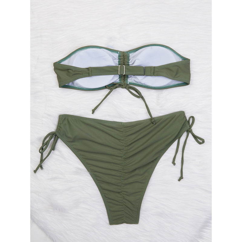Dame Bandeau-Bikini-sæt med raffinerede snøre detaljer og høj komfort Stilla