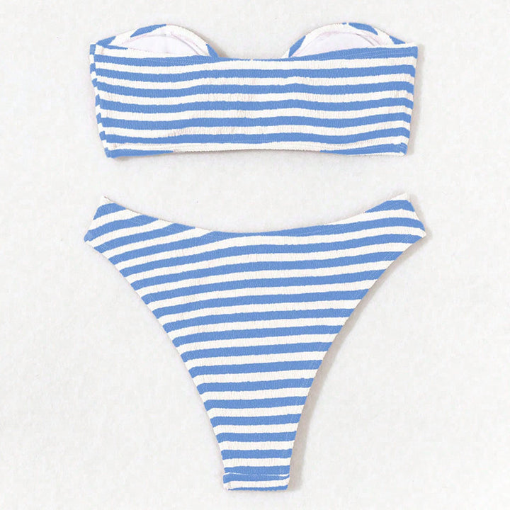 Dame bandeau-bikini med moderigtigt ringdetalje og højt benudskæring Skovae