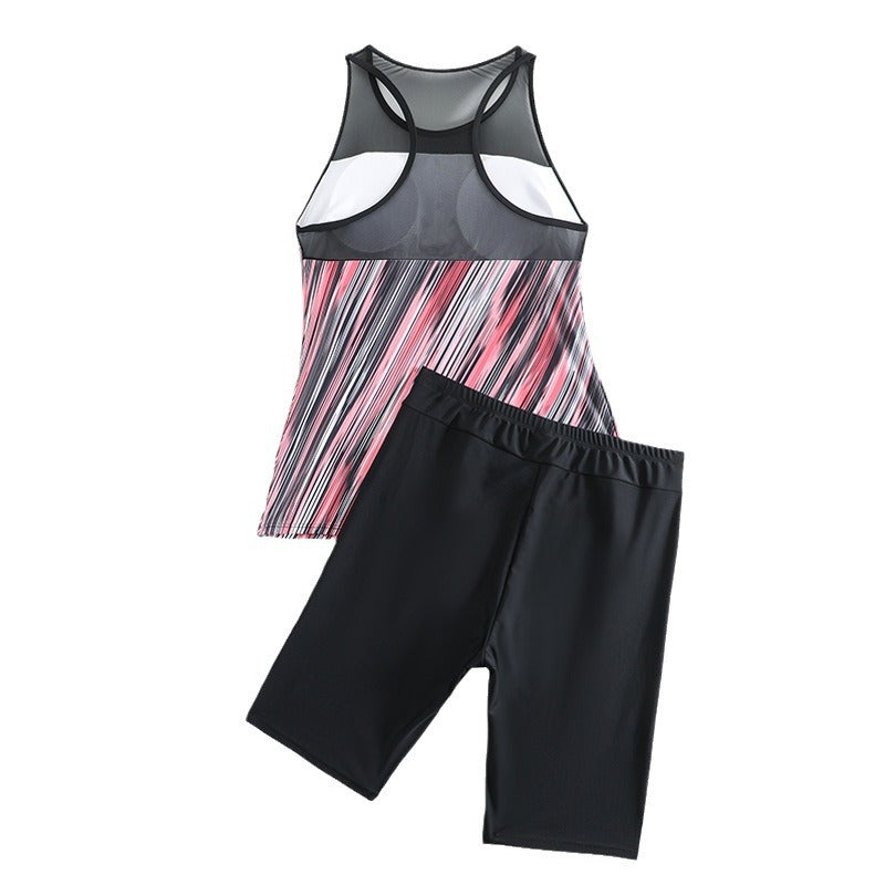 Dame sporty tankini-sæt med åndbart top og komfortable shorts Skovae
