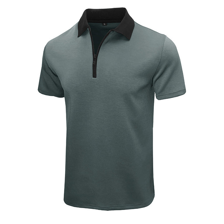 Herrer Kortærmet Poloshirt med Lynlås og Kontrastkrave Stilla