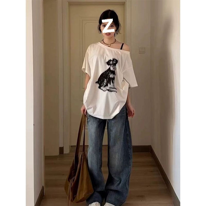 Dame Grafiktrykt Oversized T-Shirt Stilla
