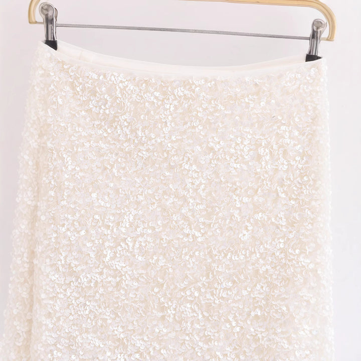 Femme Pailletter Blomster Mini Skørt Stilla