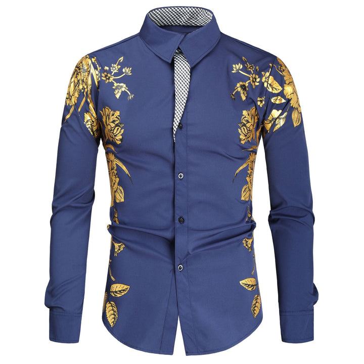 Herrer Blomstret Broderet Skjorte Stilla