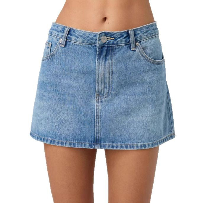 Dame Denim-Mini nederdel med moderigtige lommer og klassisk snit Skovae