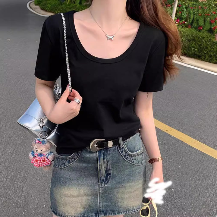 Femme Classic Rundhalet Basis Tee Stilla