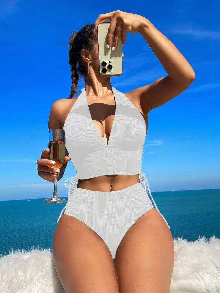 Dame Bikini-sæt med raffineret indpaknings-design og højt skåret trusse Stilla