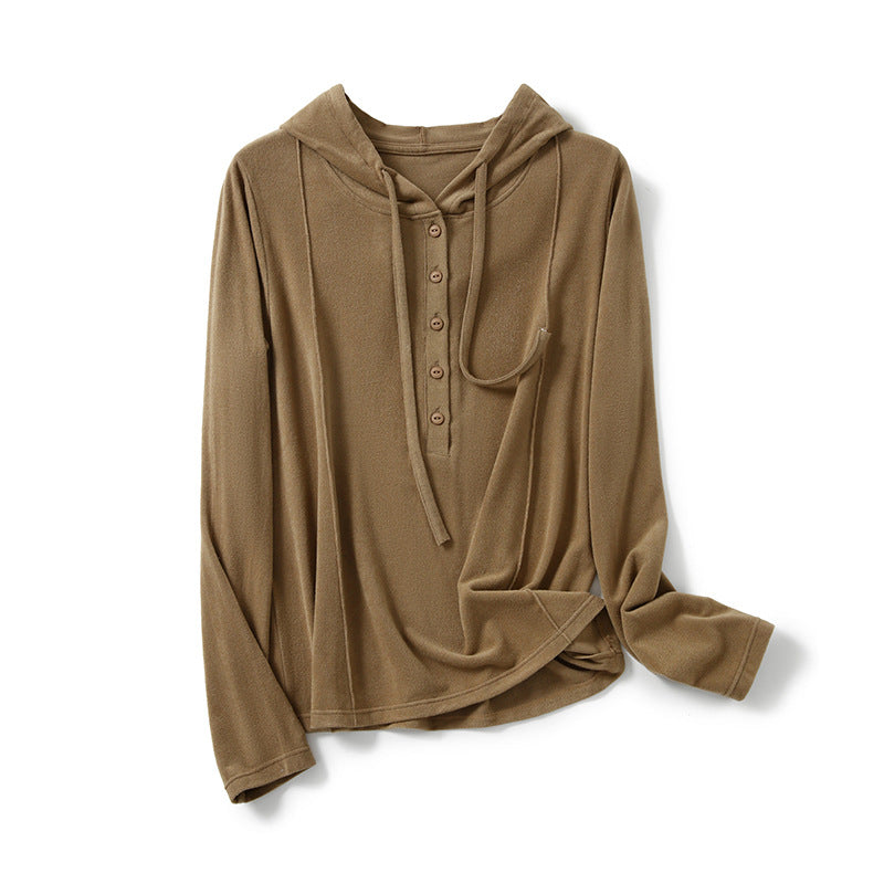Femme Button-Up Hoodie Let Pullover Stilla