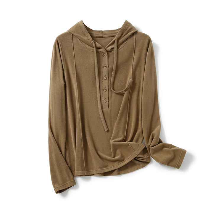 Femme Button-Up Hoodie Let Pullover Stilla