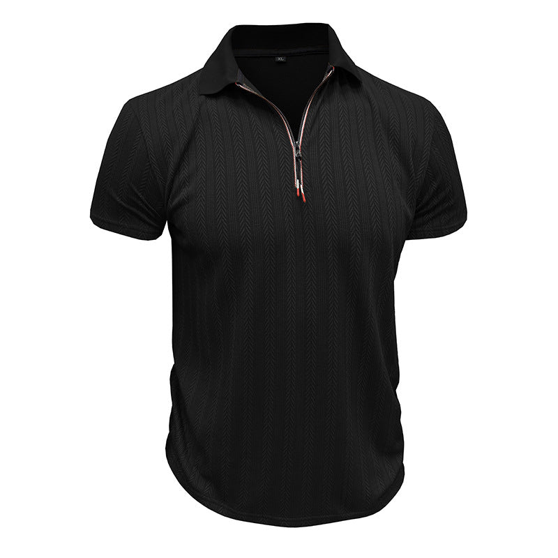 Herrer polo shirt med lynlås og struktureret design Stilla