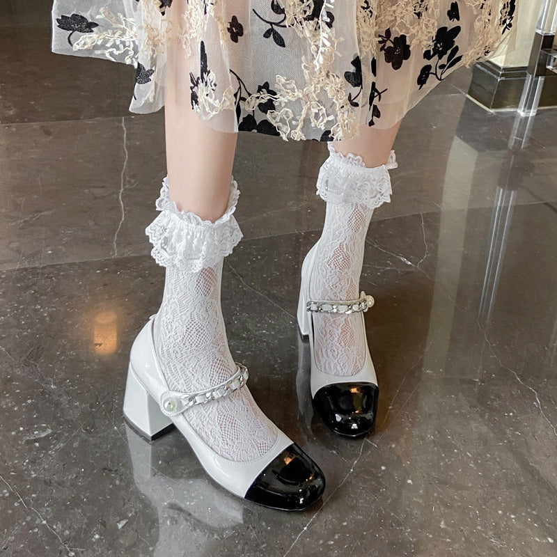 Dame Elegante Mary Jane Pumps med dekoreret ankelrem og komfortabel blokhæl Stilla