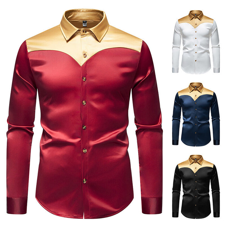Herrer Elegant Satin Skjorte Stilla