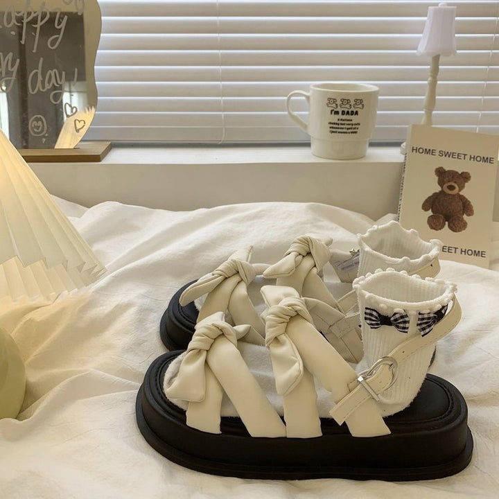 Dame Sandaler med unikt knudedesign og komfortabel plateau sål Stilla