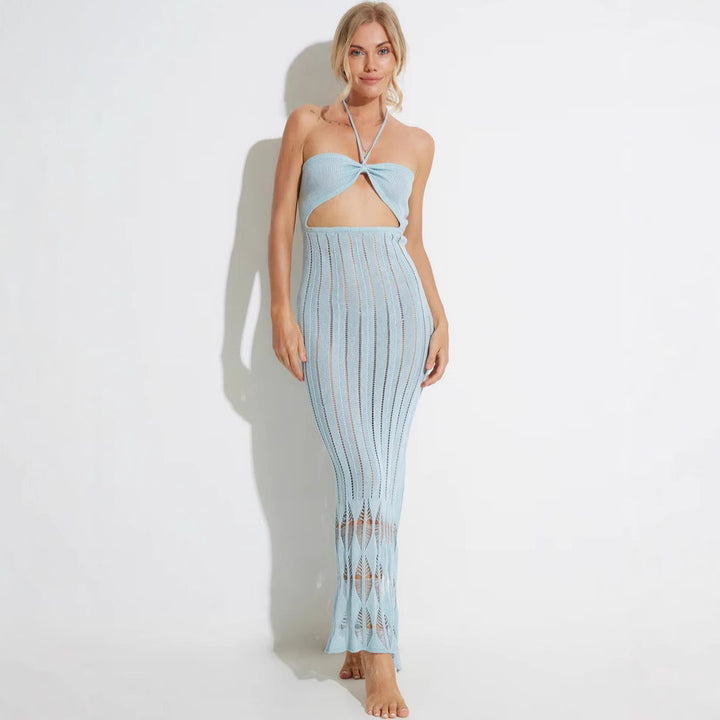 Dame Strik Maxi-Kjole med smart Cut-Out-Design og sidelæg Stilla