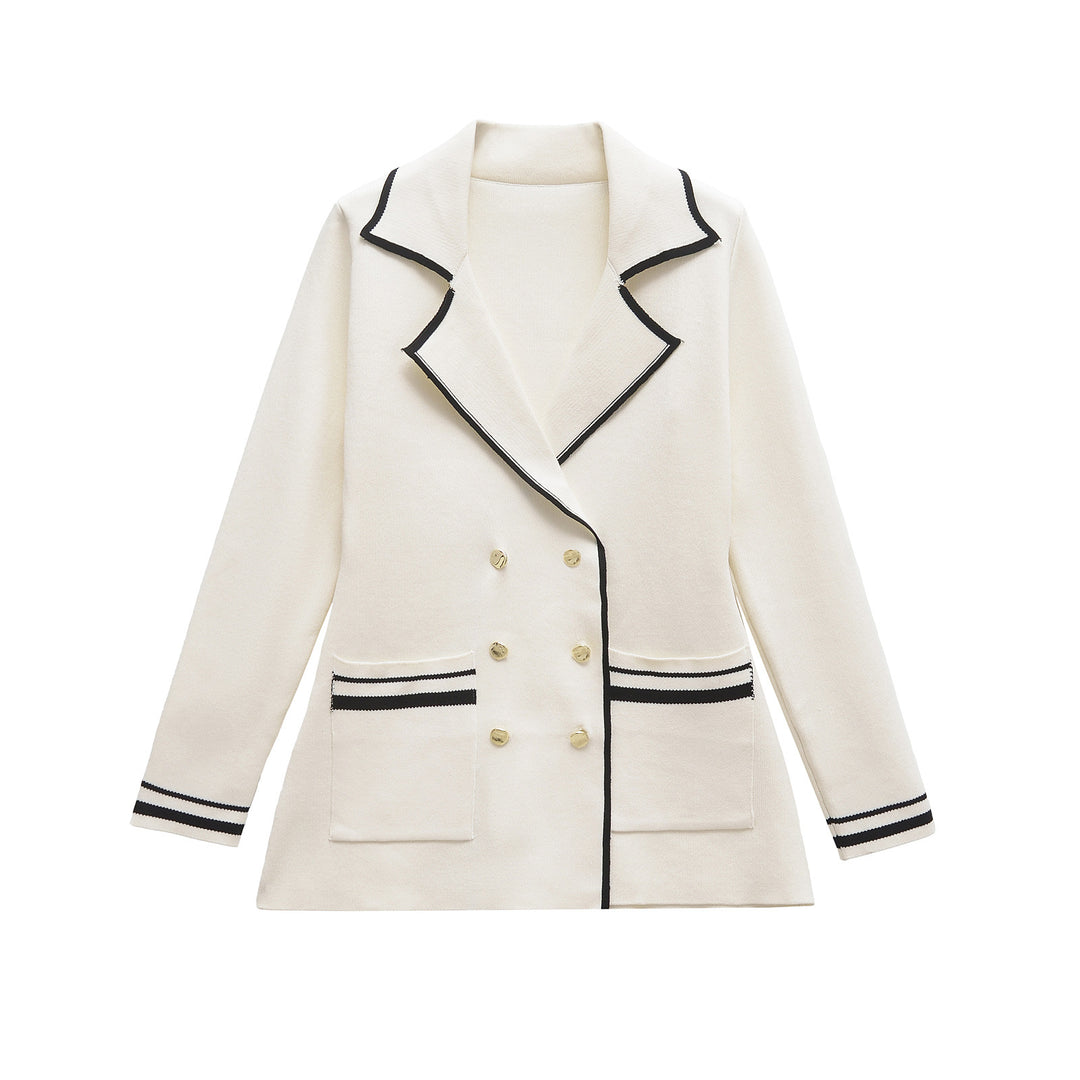 Dame Dobbelt-Matched Skræddersyet Blazer med Kontrastpiping Stilla