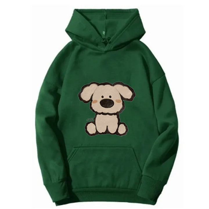 Dame hætte sweatshirt med sødt hundedesign Skovae