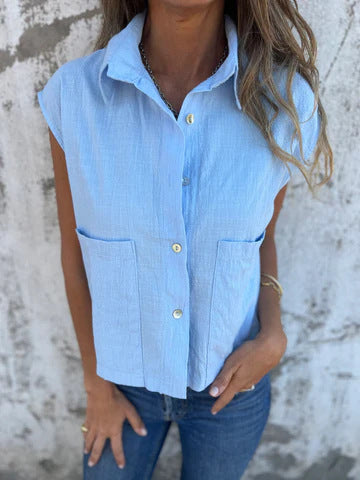 Dame Button-Up Ärmløs Utility Top Stilla