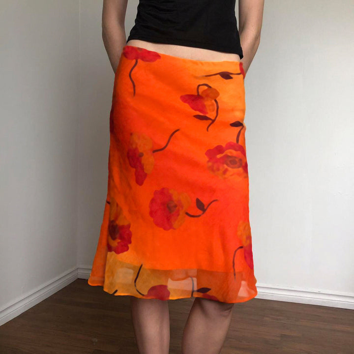 Dame Midi-nederdel med blomster-transparentdesign Skovae