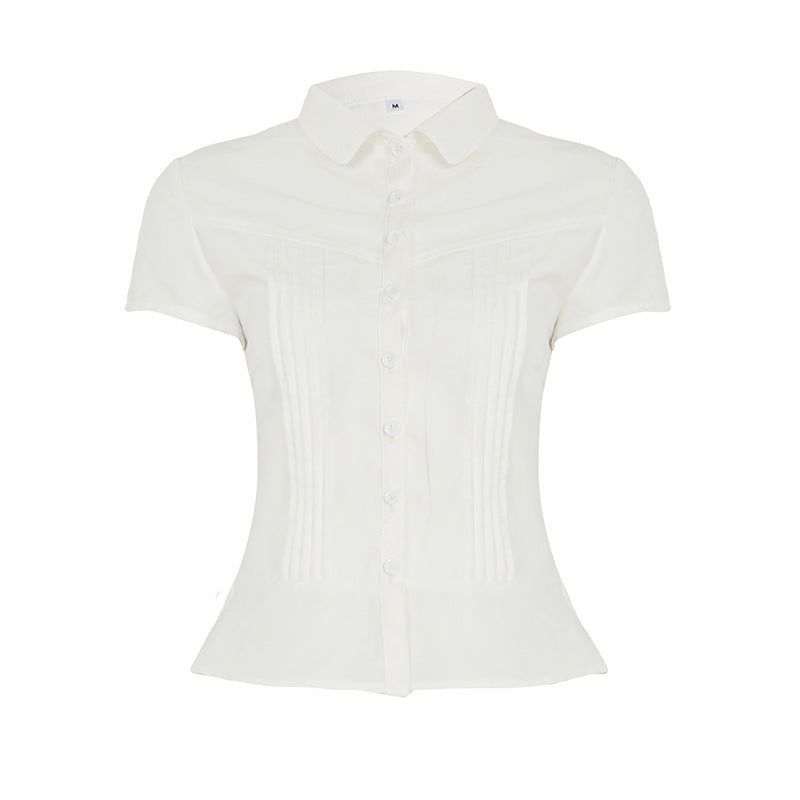 Damebluse med struktureret design og elegant krave Stilla