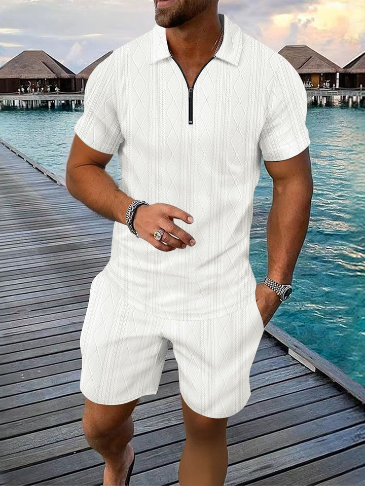 Herre polo-shirt med moderne lynlås og struktureret design Stilla