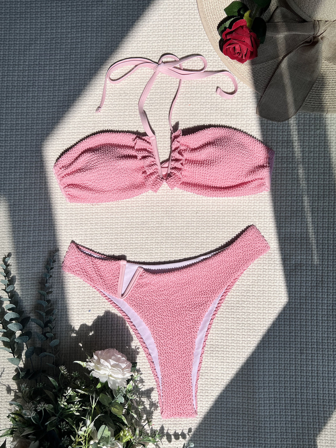 Dame Bandeau-bikini med raffinerede flæsedetaljer Skovae