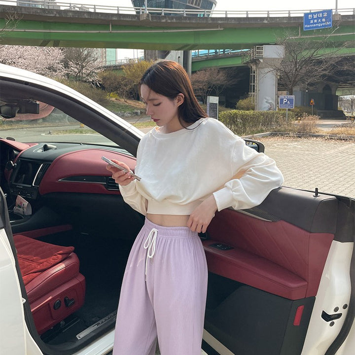 Kvindernes afslappede cropped sweater med elastisk talje Stilla