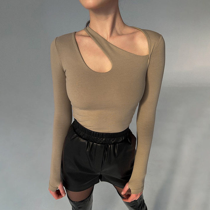 Damer Langærmet Bodysuit med asymmetriskudskæring Stilla