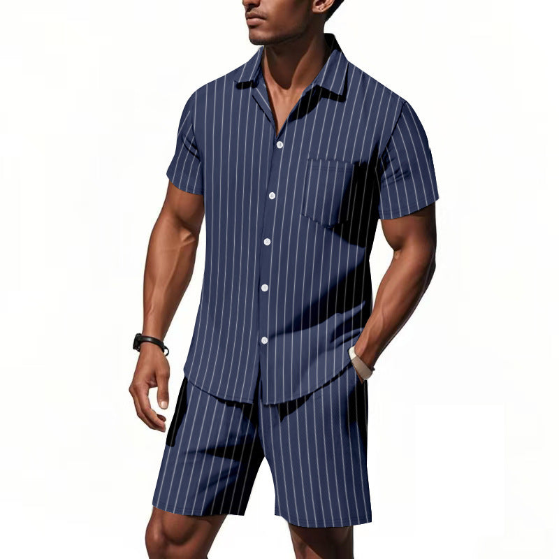 Herre elegant kortærmet skjorte og bermuda-shorts sæt Stilla