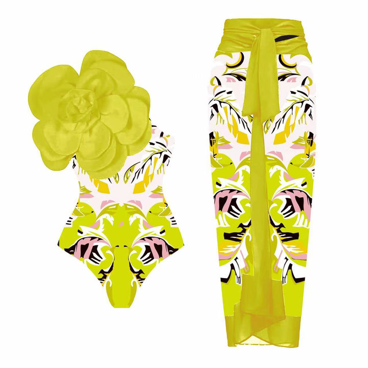 Dame én-delt badeshorts med floral 3D-design Skovae