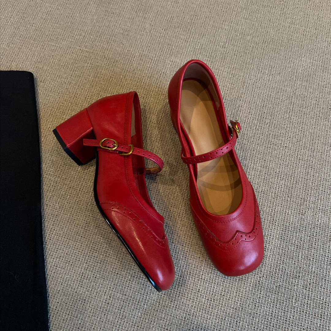 Dame elegante Mary Jane sko med dekorativ rem Stilla