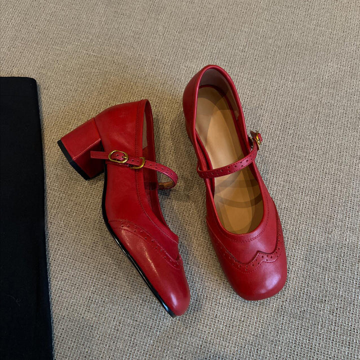 Dame elegante Mary Jane sko med dekorativ rem Stilla