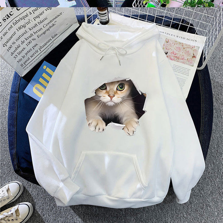 Kvinders hoodie med kreativ kat design Skovae 1772612757